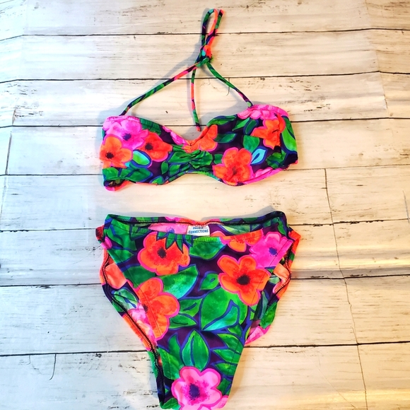 Vintage Other - Vintage 80's 90's high cut bright floral bikini